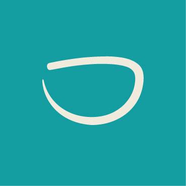 A beige brushstroke on a teal background indicating a bowl.
