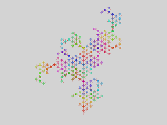 design emerging from an l-system - looks like a coloured dragon curve