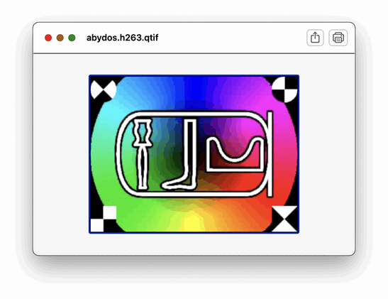 A Mac OS X Window showing a demonstration QuickTime image encoded using the H263 codec.