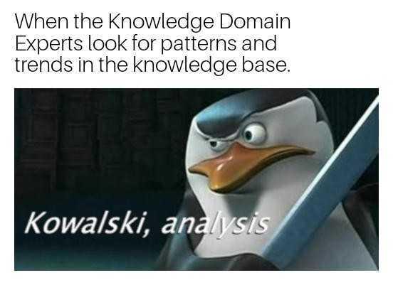 The penguin "Skipper" from Madagascar challenges "Kowalski" to analyze.