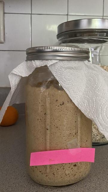 Day 3 morning and jar with paper towel cover is nearly to top of jar and everything feels out of control.  Why so big? I have no idea. Will discard and feed per instructions idk what shall happen tomorrow. Will it be all over the kitchen? Maybe. Wtf 😳