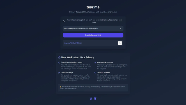 tnyr.me : un raccourcisseur d’URL axé sur la confidentialité, un raccourcisseur, oui… mais chiffré de bout en bout.

Contrairement aux services classiques, tnyr.me ne se contente pas de masquer l’URL d’origine derrière un lien plus court. Il chiffre entièrement cette URL grâce à un algorithme AES-256, avec une clé unique générée à partir de l’identifiant du lien. Ainsi, même les créateurs du service ne peuvent pas accéder à vos liens. Ils ne sont ni stockés en clair, ni lisibles, ni exploitables.


Aucune trace, aucun cookie, aucune collecte

Outre le chiffrement, tnyr.me pousse la confidentialité encore plus loin en ne stockant… rien d’autre. Le service ne garde ni adresses IP, ni journaux d’activité, ni cookies. Aucune analytics, aucun suivi, aucun pistage d’aucune sorte. Chaque visite est considérée comme totalement anonyme, sans empreinte numérique laissée derrière.

Je teste ici :
https://tnyr.me/#mbKr-fUZaN


#Privacy #RegainPrivacy #AES256 #NoSpy #Encryption