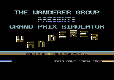 Screenshot of "Grand Prix Simulator" - Crack: Wanderer - Published by Code Masters on Commodore 64 (1987)