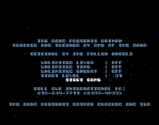 Screenshot of "Batman - The Movie" - Crack and Trainer (+4): The Band (Band) - Published by Ocean on Commodore Amiga (1989)