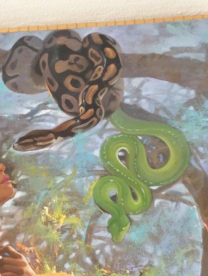 a close-up of the snakes