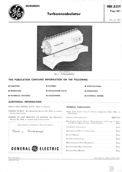 Image 1 of a curious old GE device called the "Turboencabulator" from 1962. It's purpose is to measure inverse reactive current in unilateral phase detractors with display of percent realization.