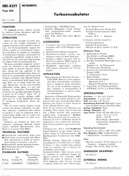 Image 2 of a curious old GE device called the "Turboencabulator" from 1962. The bulk of the paper describing the device is show here including it's operation, technical features, accessories, application,  specifications, dimensions, and standard ratings, even New Computer Insensitive Catalog Numbers.
