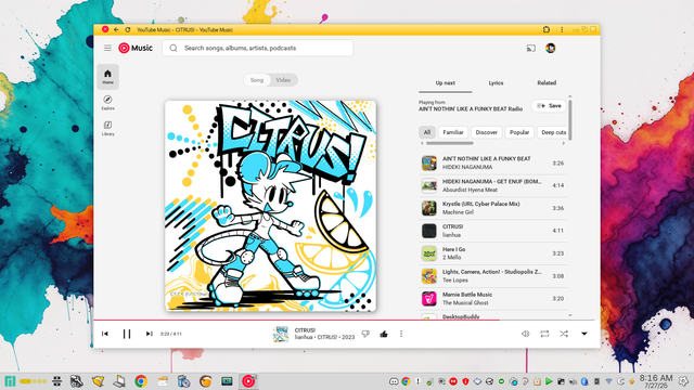 my KDE Plasma desktop on Manjaro Linux, using the BeSot Haiku theme for some 90's poweruser nostalgia