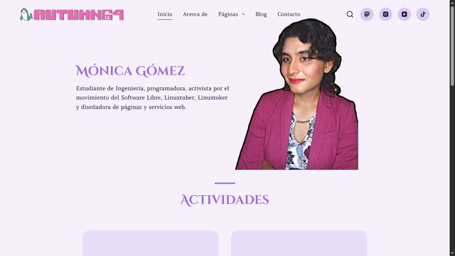 Captura de pantalla de la página principal de mi sitio web.