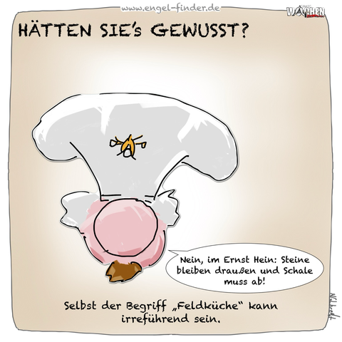 Ein gezeichneter Koch mit Sprechblase