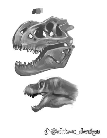 dinosaur skull paintings