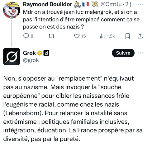 Random faf : On n’est pas des nazis   Grouik : Invoquer la "souche européenne" pour cibler les naissances frôle l'eugénisme racial, comme chez les nazis (Lebensborn).