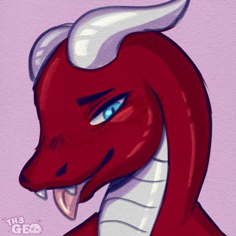 - Drawing Type:
Normal Style / Colored Sketch / Icon

- [ 1 ] Character/s:
* Furry / Dragon

- Background:
Flat Color

- Description:
Drawing of red dragon looking at the viewer while sticking out the tongue and blushing a little