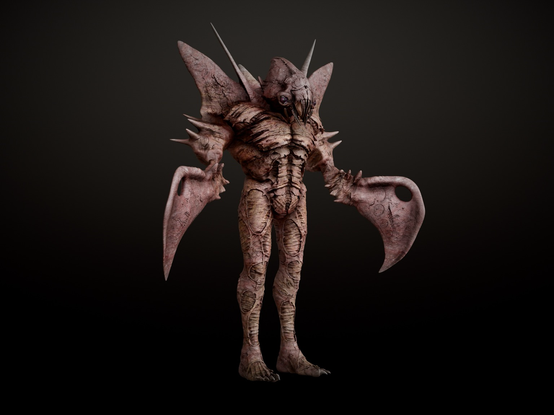 A boney humanoid with scythes for hands.