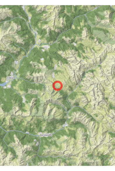 Map of the location of the observation: 05560 Vars, France, (latitude: 44.54, longitude: 6.7).