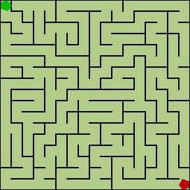 A computer generated 17 by 17 maze.