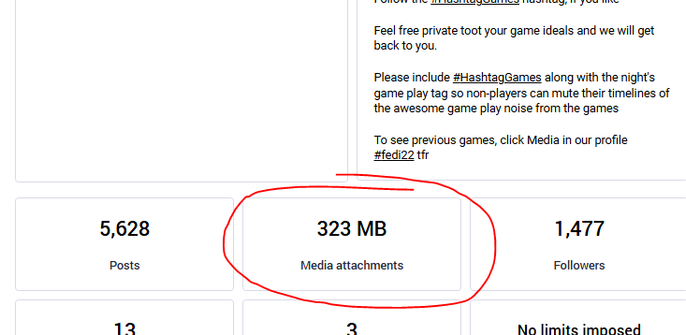 Account admin view
5,628
Posts
323 MB
Media attachments
1,477