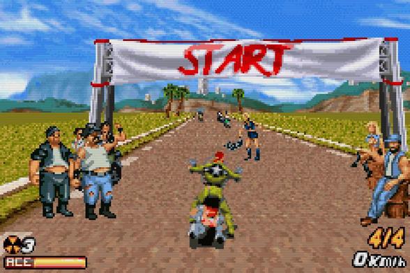 A screenshot from Road Rash Jailbreak for the Game Boy Advance