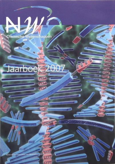 Yearbook cover, featuring a 3D illustration of a microscopic-level chemical process.