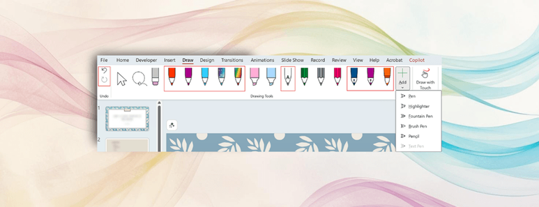 New pen tools and Draw tab customization in Word, Excel, and PowerPoint header