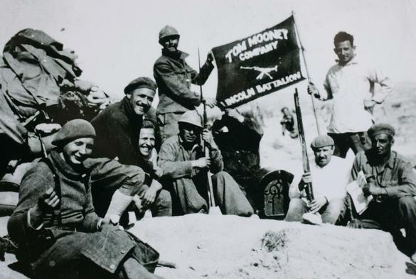 The Lincoln Battalion (U.S. citizens who fought against the fascists in Spain), Tom Mooney Company, named for San Francisco labor organizer, Tom Mooney, who was wrongly imprisoned for the WWI Preparedness Day bombing. By Unknown author - http://www.abc.es/historia/abci-brigada-lincoln-cruel-destino-americanos-usados-como-carne-canon-republicanos-batalla-jarama-201607120039_noticia.html, Public Domain, https://commons.wikimedia.org/w/index.php?curid=67202348