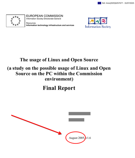 cover page of EC report from 2025 on "The usage of Linux and Open Source"