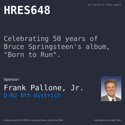 Description of HRES648, and a depiction of its sponsor, Frank Pallone, Jr..
