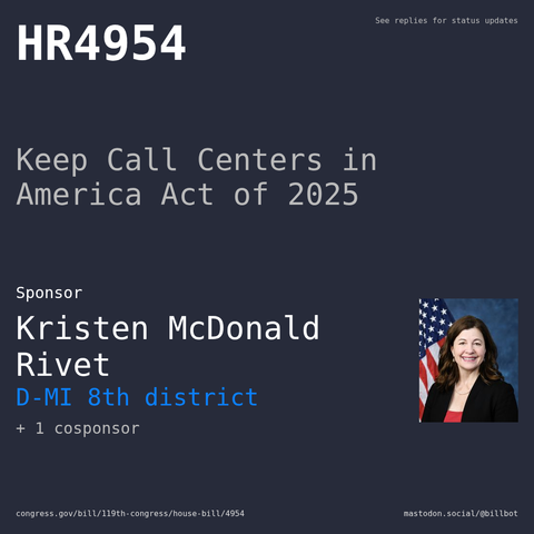 Description of HR4954, and a depiction of its sponsor, Kristen McDonald Rivet.