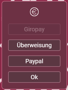 Screenshot der Zahlungsmöglichkeiten in der FeedBeat Webapp.
