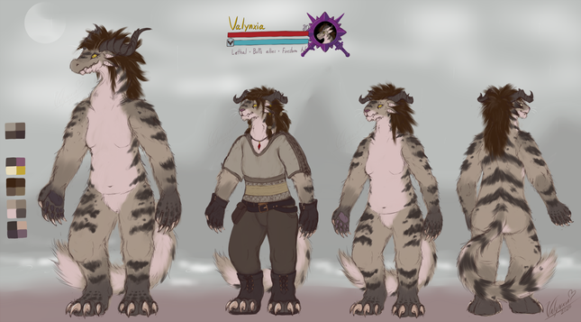 Ref sheet of Valynxia in their charr and drake form