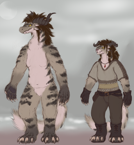 close up of drake and charr in town clothing