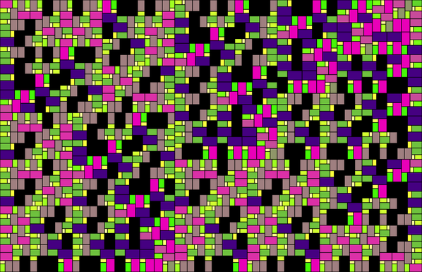 Tesselation produced by one of the partitions of the silver root rectangle. Biggest rectangles are drawn in black so the borders do not show.