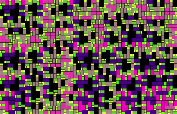 Tesselation produced by the other partition of the silver root rectangle. Biggest rectangles are drawn in black so the borders do not show.