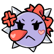 Angry Zelda EMoji. Zelda is a lavender-colored spike-ball girl.