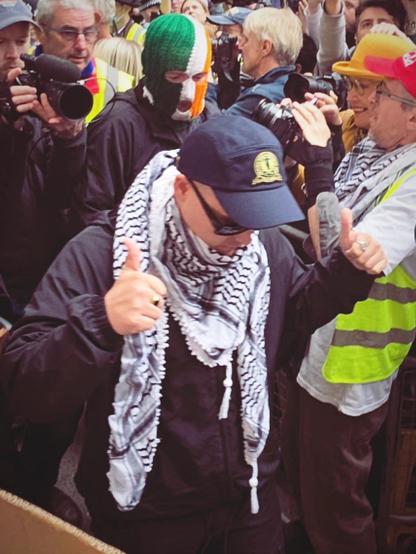 Mo Chara with thumbs up leaving court
