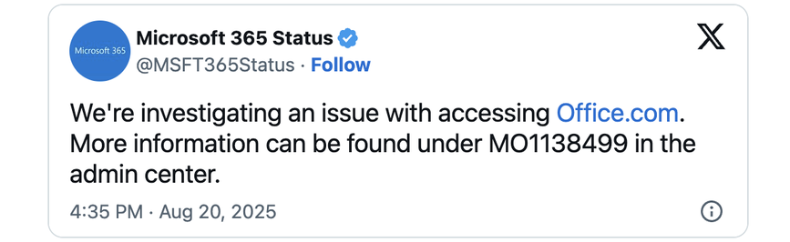 Microsoft is investigating an ongoing issue preventing users across North America from accessing the Office website and the company's Copilot AI-powered assistant.
