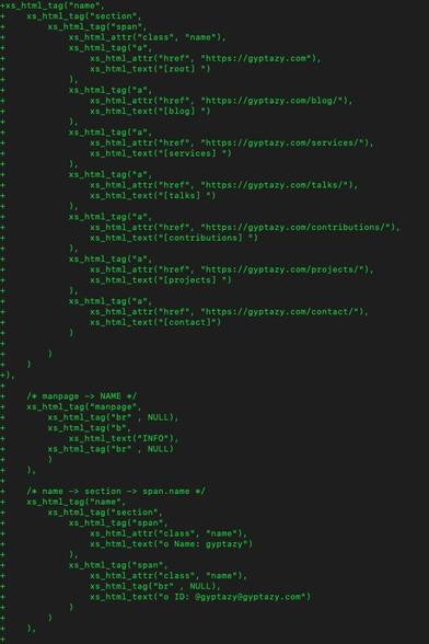 html code in C - in a personal fork of snac by grunfink