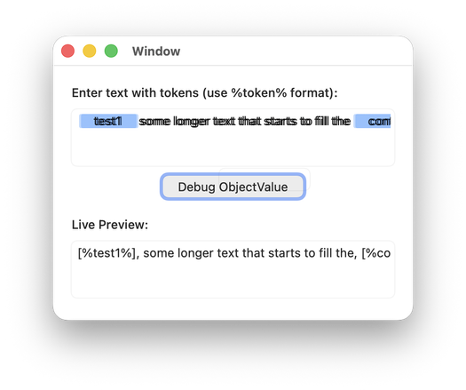 Screenshot of an example application that shows the erroneous text overlay