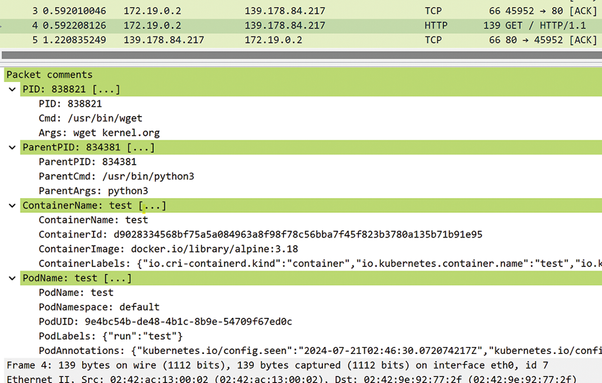 Ptcpdump can handle containers and even read annotations directly from Kubernetes. © Huang Huang
