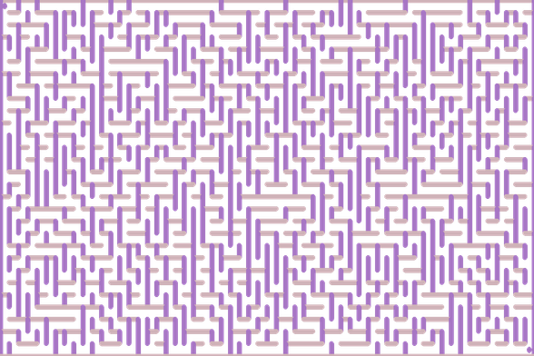 A colorful autogenerated maze. Picture generation details: screen height: 845, screen width: 1267, primary background color #A737F4, primary line color: #A776C4, square: 48, width: 36, radiusB: 26, radiusW: 18, effect: 11