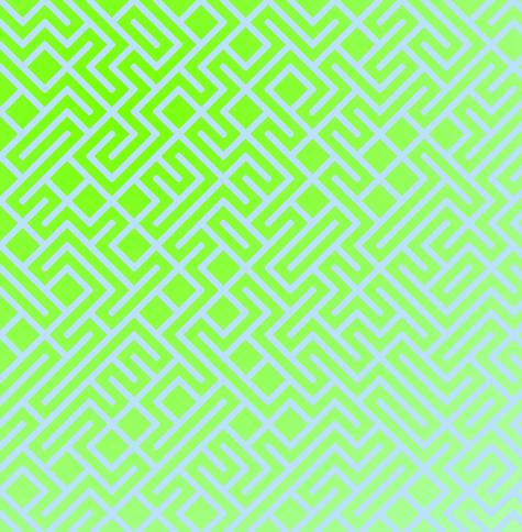 A colorful maze, generated using the 10print method. Picture generation details: screen height: 978, screen width: 959, primary background color #BAFFC9, primary line color: #BAE1FF, using gradient mask ../masks/mask10.png, gradient background color #77FF00, square: 41, width: 12, radiusB: 6, radiusW: 12, effect: 12
