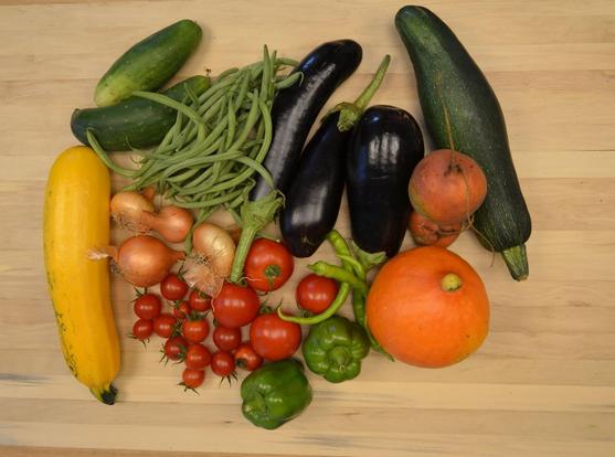 vegis on a wooden board