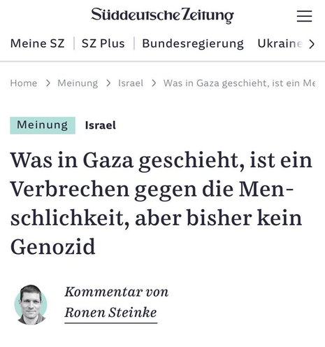 Ronen Steinke behauptet in einem Kommentar in der SZ, dass es ihm Gaza keinen Genozid gibt.