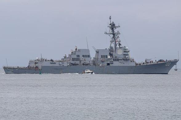The USS Sampson, a U.S. Navy missile destroyer