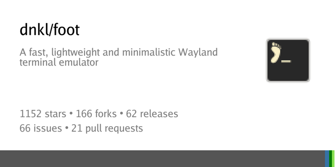 Summary card of repository dnkl/foot