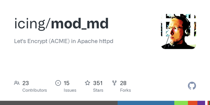 Let's Encrypt (ACME) in Apache httpd. Contribute to icing/mod_md development by creating an account on GitHub.