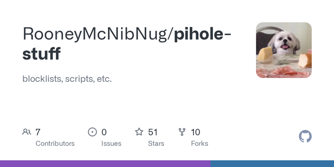 blocklists, scripts, etc. Contribute to RooneyMcNibNug/pihole-stuff development by creating an account on GitHub. blocklists, scripts, etc. Contribute to RooneyMcNibNug/pihole-stuff development by creating an account on GitHub.
