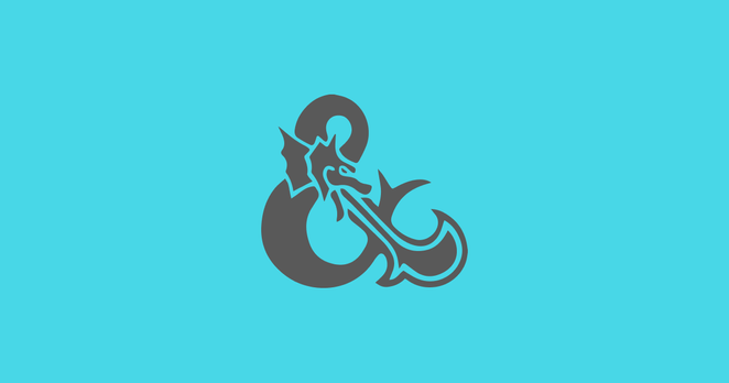 An illustration of an ampersand that is drawn in such a way that it looks like a dragon twisting over itself and breathing fire. Logo for the 3.5 edition of Dungeons and Dragons.