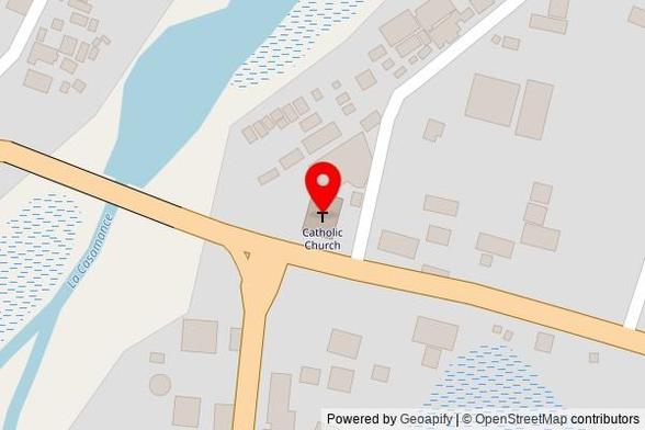 A zoomed out map with a pin at the position of Catholic Church, N 6, Kolda, Senegal