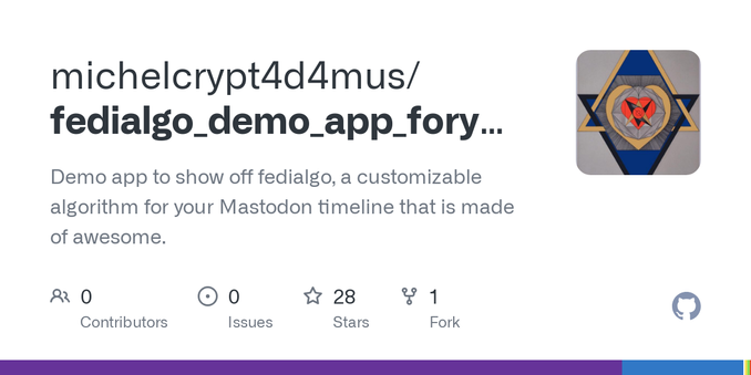 Demo app to show off fedialgo, a customizable algorithm for your Mastodon timeline that is made of awesome. - michelcrypt4d4mus/fedialgo_demo_app_foryoufeed